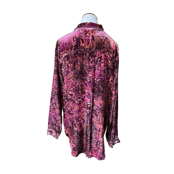 Johnny Was Scarlet Cobra Velvet Silk Blend Button Up Size M Burgundy Boho Artsy - Picture 3 of 10